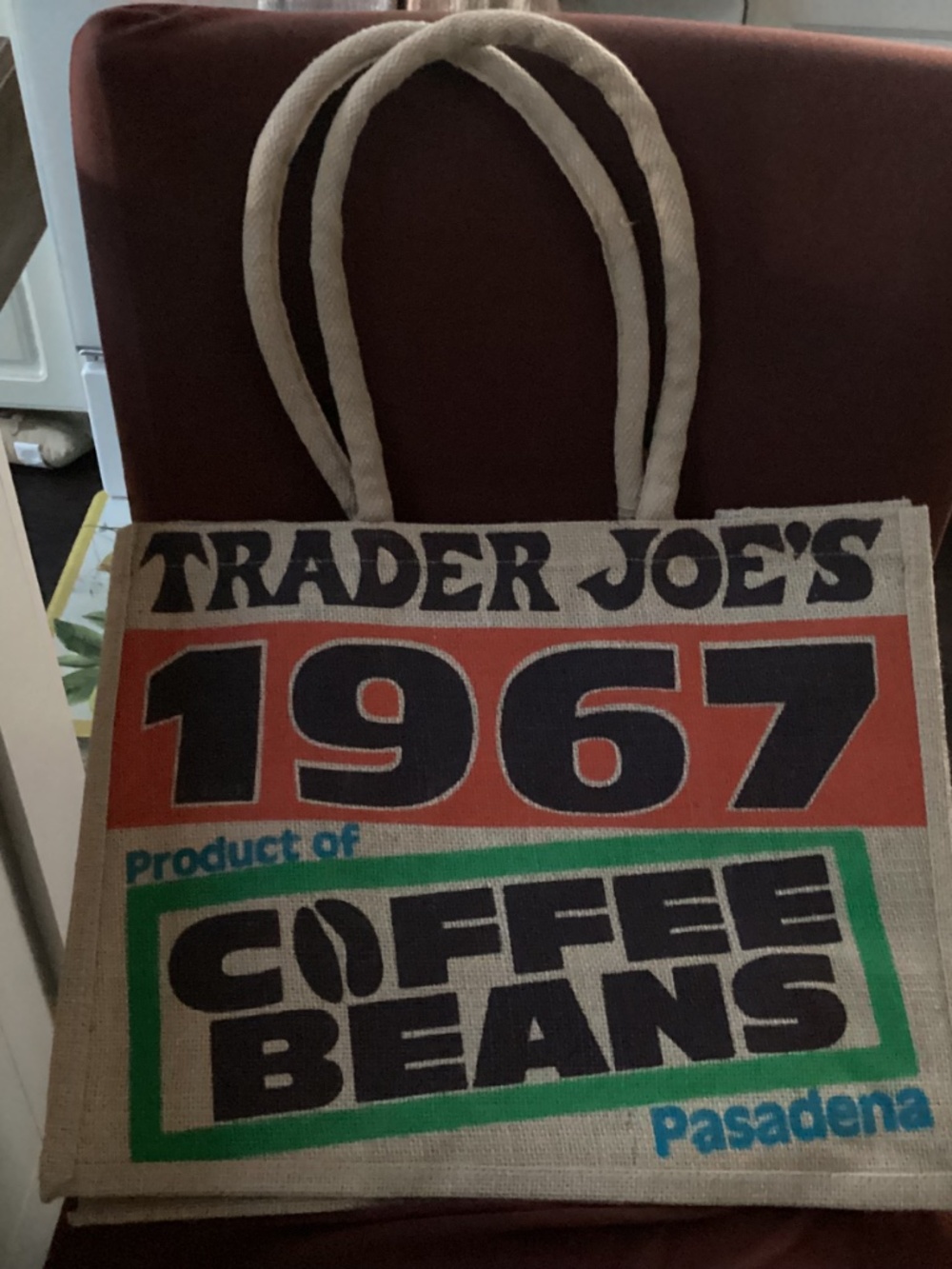 Trader Joe's Large Jute Pasadena Coffee Beans Tote NWT - Picture 5 of 7